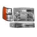 Headlight Assembly Set 3 Piece For 1997-1998 Jeep Grand Cherokee 