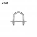 Uxcell Round U-bolts 2 Sets 40mm 1 57 Inner Width 69mm Length M10 304 Stainless Steel U Clamp Bolt With Nuts Washers And Plates