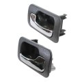 Rear Interior Door Handle Pair For Honda Accord 1990 1991 1992 1993 Gray Bezel With Chrome Lever Driver And Passenger Side 