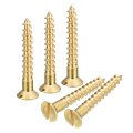 Brass Wood Screws 30pcs M5 X 35mm Slotted Drive Flat Head Self Tapping Screw Countersunk For Woodworking Furniture 