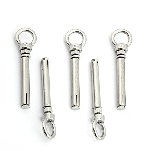 Stainless Steel Ring Lifting Expansion Eyebolts M6x70mm 5 Pack For Concrete And Masonry Grade 304 Rust Protection