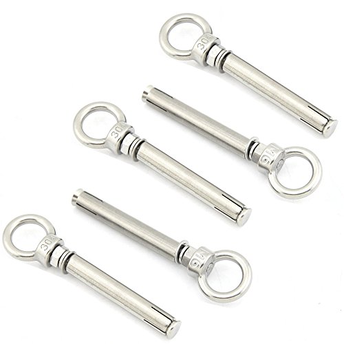 Stainless Steel Ring Lifting Expansion Eyebolts M6x70mm 5 Pack For Concrete And Masonry Grade 304 Rust Protection