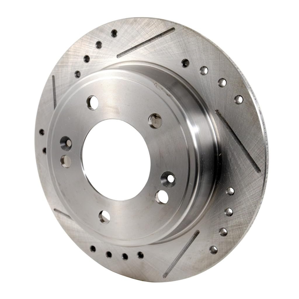 Rear Brake Disc For Hyundai Veloster 2012 2013 2014 2015 2016 2017 Solid Cross Drilled And Slotted Rotor Single Piece 5 Lugs