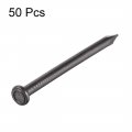 Uxcell Hardware Nails Carbon Steel Point Tip Wall Cement Nail 60mm 2 4 4mm Rod Dia Black 50pcs