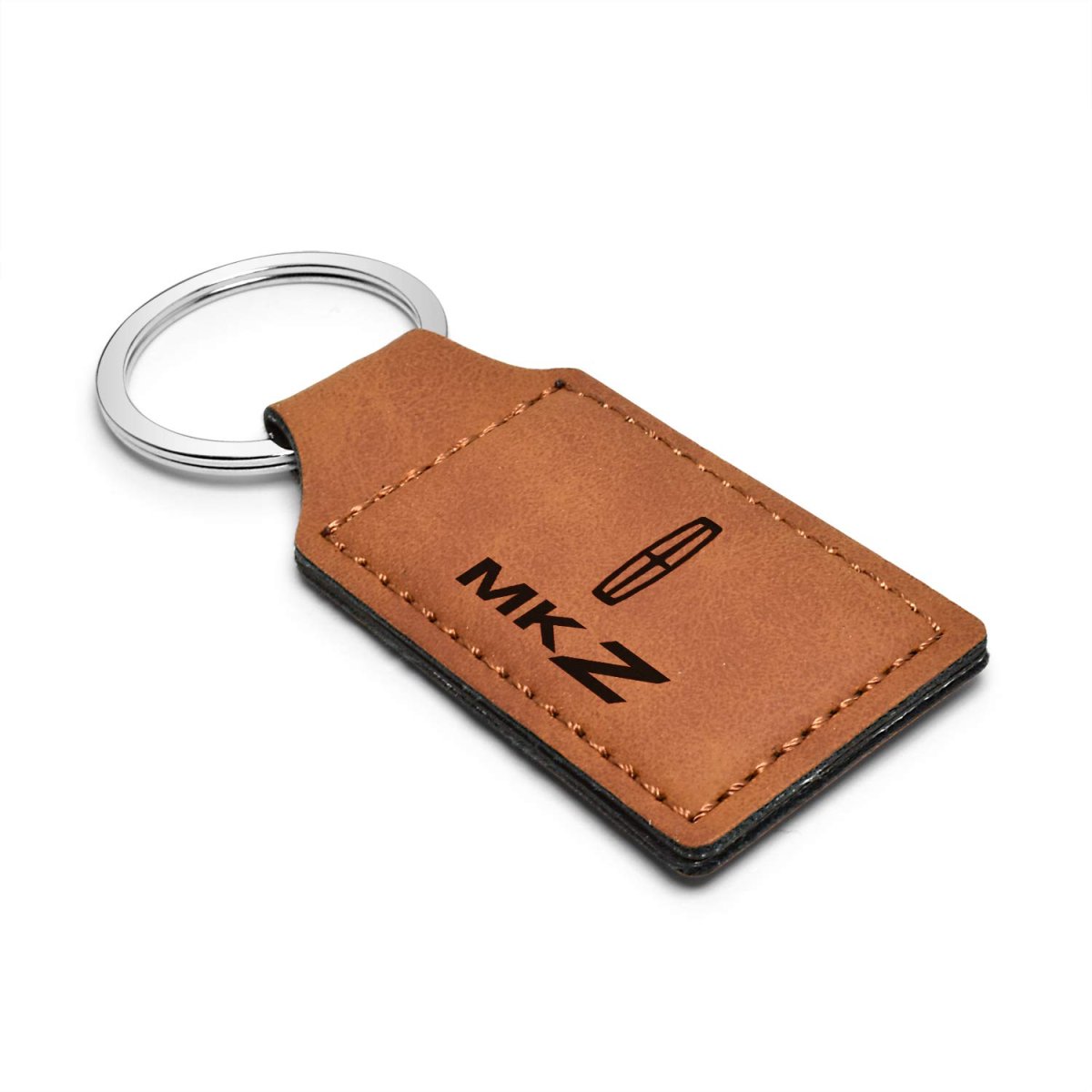 Lincoln Mkz Rectangular Brown Leatherette Key Chain