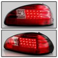 Acanii For 1997-2003 Pontiac Grand Prix Red Clear Led Tail Lights Brake Lamps Pair Driver Passenger Side Replacement