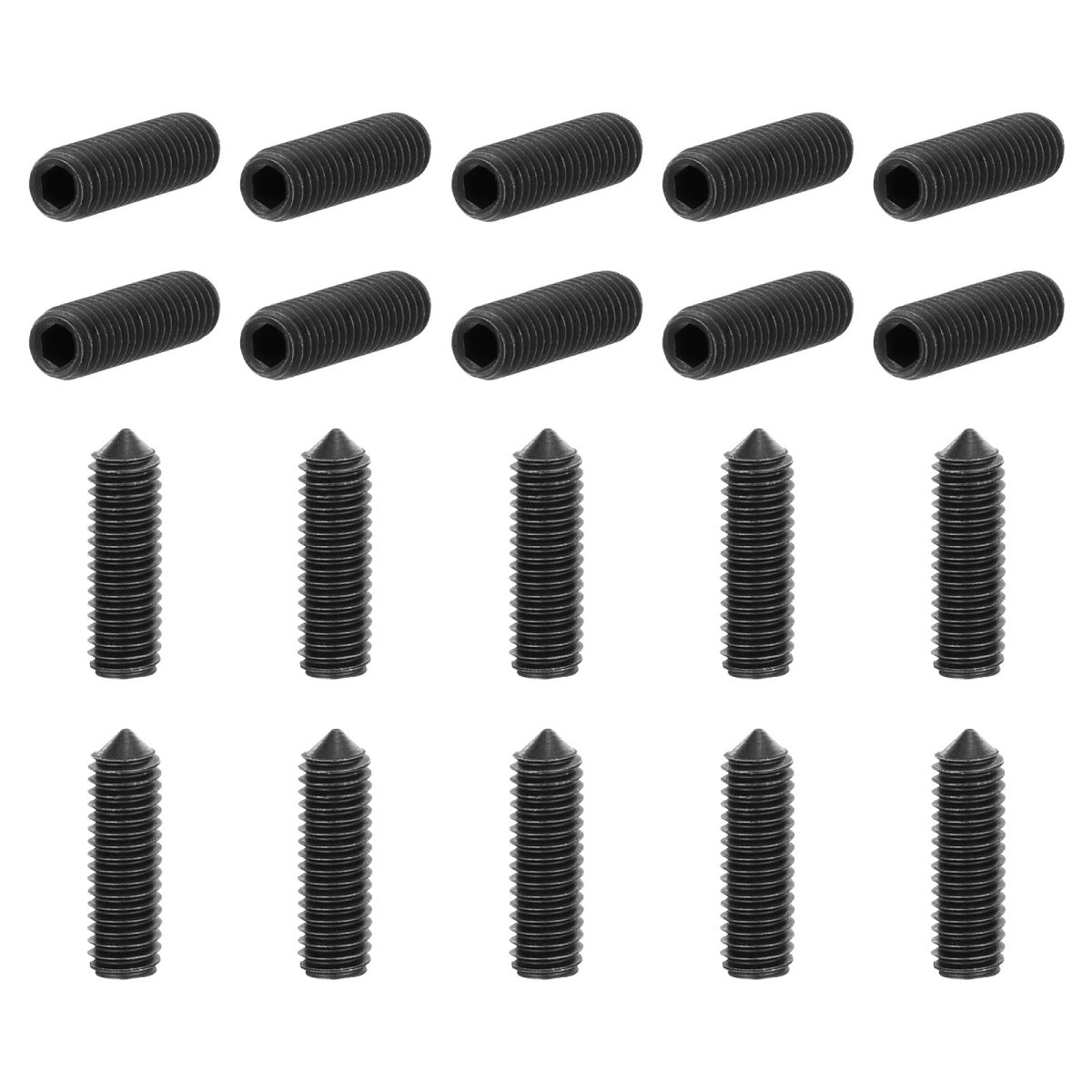 40pcs Set Screws M3x10mm Carbon Steel Cone Point Hex Socket Grub For Machinery Home Repairs And Fixtures Black