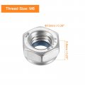 Uxcell Left-hand Lock Nuts M6x1mm 304 Stainless Steel Thread Hex Nylon Insert Nut For Assembling And Fastening Silver 10pcs