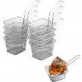 2 4 8 12 Pieces Fries Basket Mini Square French Fry Chip Holder Food Snacks For Serving Stainless Steel Basket With Handle 