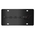 Dodge Dark Gray Logo On Black Carbon Fiber Pattern Stainless Steel License Plate Official Licensed 