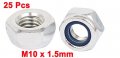 Uxcell M10 X 1 5mm Zinc Plated Self-locking Nylon Insert Hex Lock Nuts 25pcs