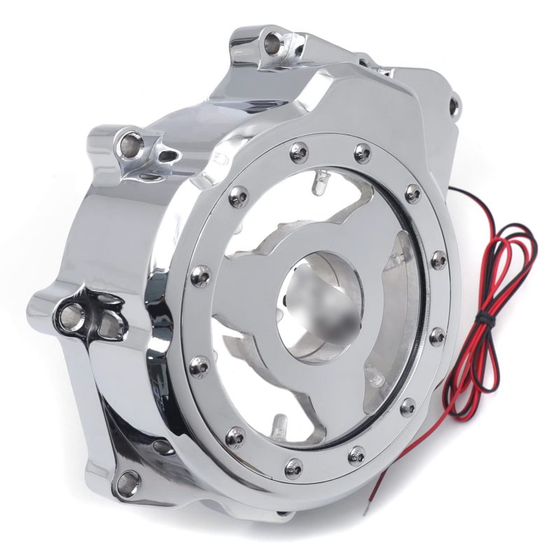 Chrome Left Engine Stator Cover With Yellow Led Light See Thru For 2006-2014 Yzf-r6 Billet Aluminum Motorcycle Part