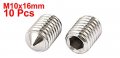Uxcell M10 X 16mm Stainless Steel Cone Point Hexagon Socket Grub Screws 10pcs