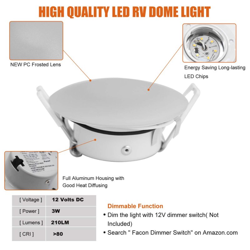3 In Led Rv Puck Light 12v Interior Recessed Mount Down For Motorhomes Camper Caravan Trailer Boat 4000k Cool White 6 Pack