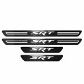 Ipick Image Compatible With Dodge Srt Logo Black Real Carbon Fiber 4 Pcs Universal Car Door Sill Step Protector Kick Plates Set