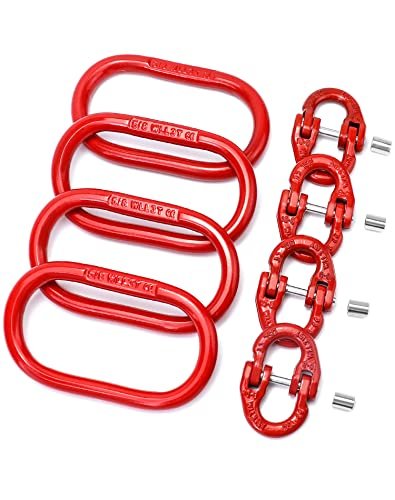 Chain Link Connectors Set 4 3 8 In 7100 Lbs Hammer Lock And 2 Pcs 5 6600 Oblong Master Grade 80 Steel Red Wd10028