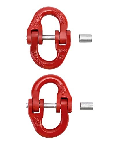 Chain Link Connectors Set 4 3 8 In 7100 Lbs Hammer Lock And 2 Pcs 5 6600 Oblong Master Grade 80 Steel Red Wd10028