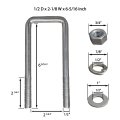 A A Square U Bolts With Hardware For Boat Trailer Electro-galvanized Steel 1 2 Diameter X 2-1 8 6-5 16 2x4 Beam 4 Pack