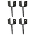 U Shaped 4x4 Deck Post Concrete Anchor Spike Fence Base Black Powder Coated 4 Pack 