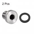Uxcell Stainless Steel Inner Hex Head M12x1 5 Pipe Fitting Plug With Seal Ring For Terminate Ends 2pcs