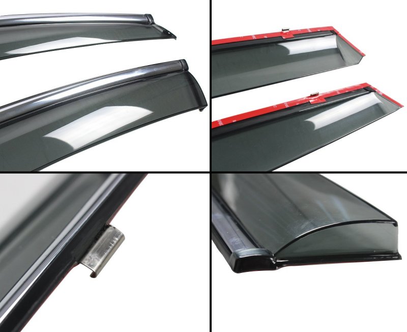 Premium Smoke Tinted Window Visors With Chrome Trim And Clips For 2016 2020 Kia Sorento Low Profile Rain Wind Guards 4 Piece