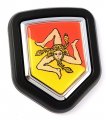Sicily Italian Flag Car Truck Black Shield Grill Badge Grille Chrome Emblem 2 6 X 3 1