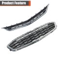 Front Bumper Grille Upper And Lower Black With Silvery Molding Frame Honeycomb 2pcs Replacement For Malibu 2016-2018 84061034