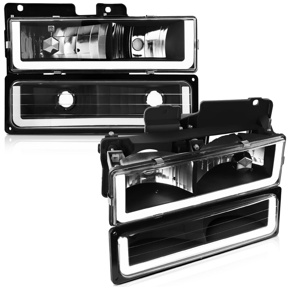 Headlight Assembly For Gmc C1500 C1500 Suburban 1997 For C2500 C3500 K1500 1995 Headlamp Replacement Driver Passenger Side