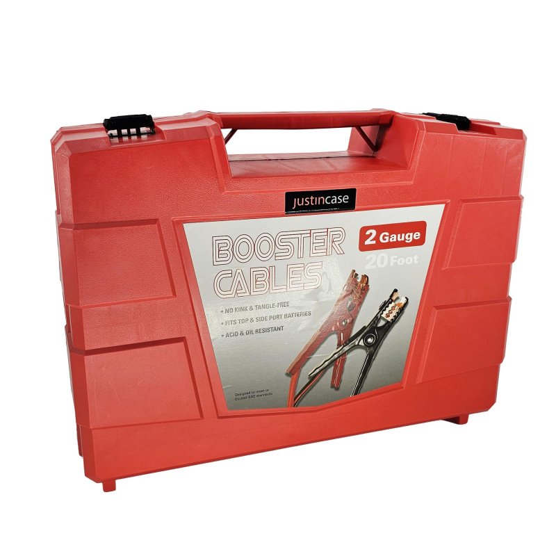 Heavy Duty Car Jumper Cables 2 Gauge Wire Conductor 20 Ft Length With Storage Bag And Roadside Assistance