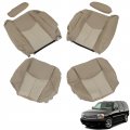 Tan Leather Seat Covers 6 Piece Set For 2003 2004 2005 2006 Yukon Sierra Front Driver And Passenger Bottom Top Armrest 