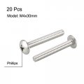 Uxcell Machine Screws M4x30mm Phillips Screw 304 Stainless Steel Fasteners Bolts 20pcs