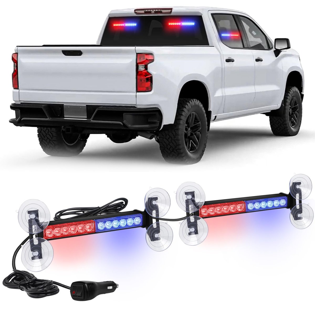 Xridonsen 2x 10 7 Inch Red Blue Police Lights 24 Led Emergency Strobe Warning Flashing Safety Side Window Front Rear Windshield