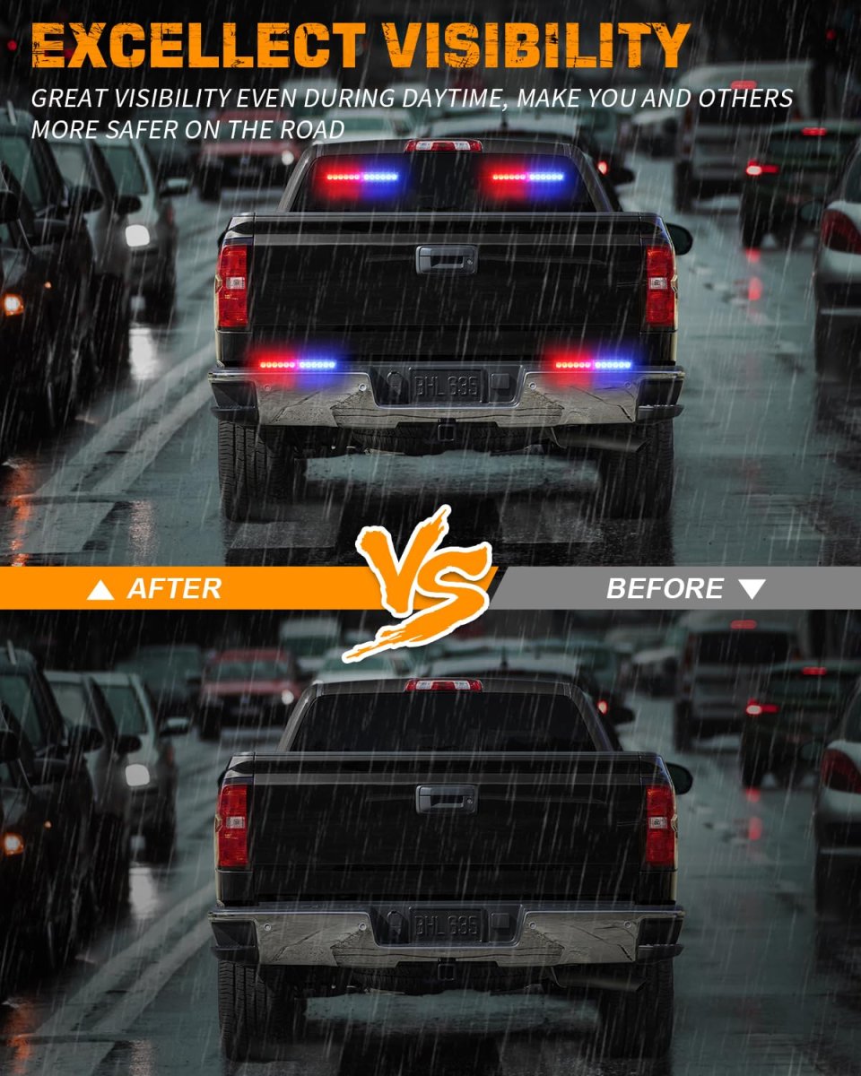 Xridonsen 2x 10 7 Inch Red Blue Police Lights 24 Led Emergency Strobe Warning Flashing Safety Side Window Front Rear Windshield