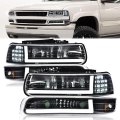 Headlights Assembly Front Headlamp For Chevy Silverado 1500 2500 3500 1999-2002 Fit Suburban Tahoe 2000-2006 Clear Lens Black
