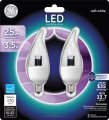 Ge Lighting 22997 Led 3 5-watt 25-watt Replacement 170-lumen Bent Tip Light Bulb With Candelabra Base Clear Soft White 2-pack
