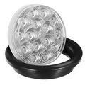 Partsam 4 Red Round Sealed Led Trailer Stop Turn Brake Tail Light 15 Diodes Clear Lens Grommet Mount Mini-reflex Faceted