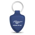Ford Mustang Mach-e Blue Shield-shape Style Genuine Leather Key Chain Official Licensed