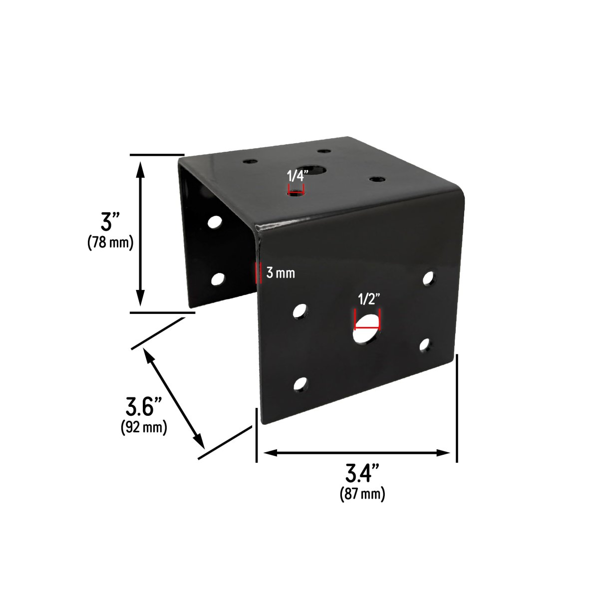 4x4 Deck Post Concrete Anchor Connector Bracket Fence Base Black Powder-coated 4 Pack