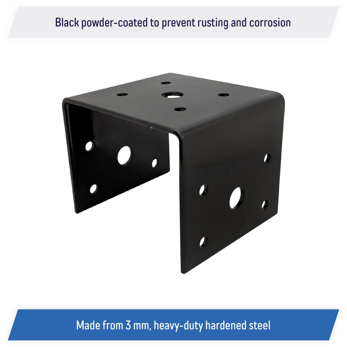 4x4 Deck Post Concrete Anchor Connector Bracket Fence Base Black Powder-coated 4 Pack