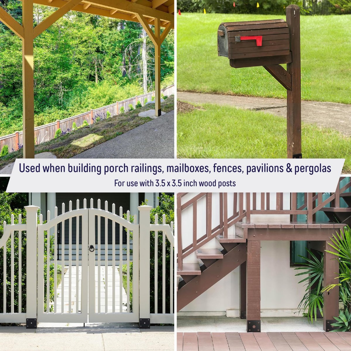 4x4 Deck Post Concrete Anchor Connector Bracket Fence Base Black Powder-coated 4 Pack