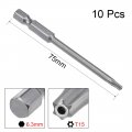 Uxcell 10 Pcs 1 4 Hex Shank Tt15 Magnetic Security Torx Screwdriver Bits 75mm Length
