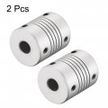 Uxcell 8mm To Aluminum Alloy Shaft Coupling Flexible Coupler Motor Connector Joint L30xd25 Silver 2pcs