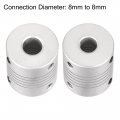 Uxcell 8mm To Aluminum Alloy Shaft Coupling Flexible Coupler Motor Connector Joint L30xd25 Silver 2pcs