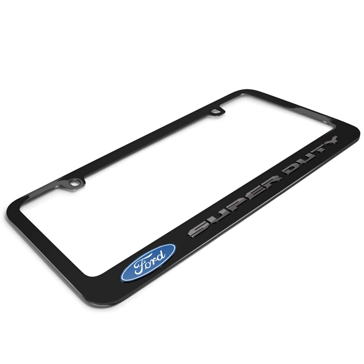 Ford Super-duty In 3d Dark Gray Letters On Black Metal License Plate Frame
