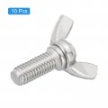 Uxcell 10pcs M8-1 25x20mm Wing Butterfly Screws Bolts 304 Stainless Steel Bolt Thumb Hand