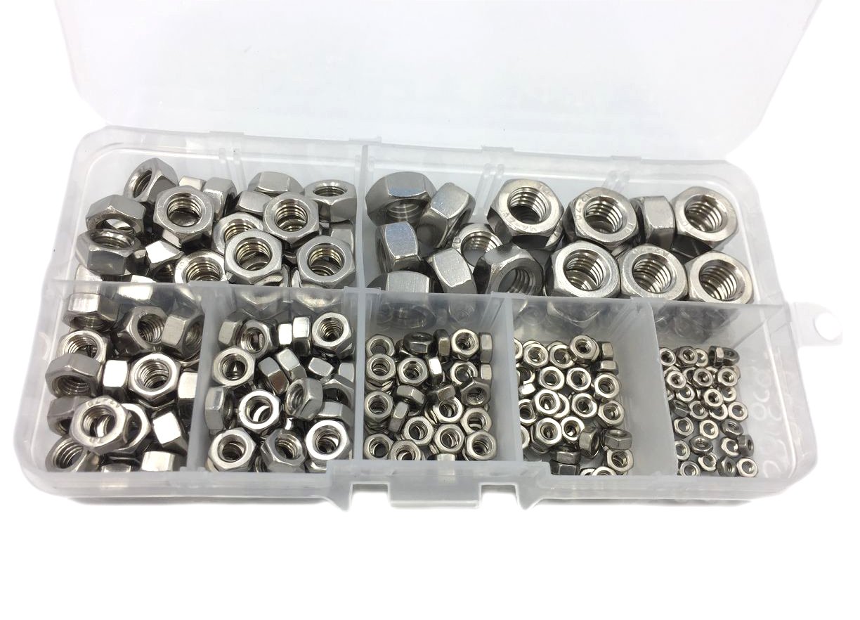 Hvazi 280pcs Metric M2 5 M3 M4 M5 M6 M8 304 Stainless Steel Hex Nuts Assortment Kit For Screw Bolt