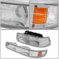 Auto Dynasty 4pcs Headlights Assembly With Bumper Lamps Compatible Chevy Silverado 1500 2500 3500 Suburban Tahoe 1999-2006