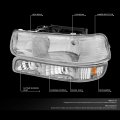 Headlights Assembly For 1999-2006 Chevy Silverado Suburban Tahoe 1500 2500 Hd 3500 4 Piece Halogen Headlamps With Bumper Lamps