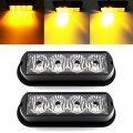 Fxc 2pcs 4-led Surface Mount Flashing Strobe Lights For Truck Car Vehicle Led Grille Light Emergency Beacon Caution Hazard 