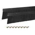 2pcs Door Brush Bottom Sweep H-shape Aluminum Alloy Base With 2 8-inch Nylon For Home Industrial 39-inch L X 3 7-inch W Black 